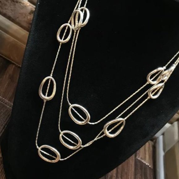 Crown Trifari Silver-Tone Triple Layer Necklace - Picture 4 of 9